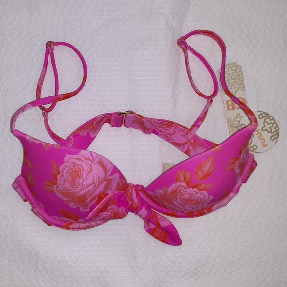 Hot Pink Rose Push Up Bikini Top - XS - Picture 3 of 4